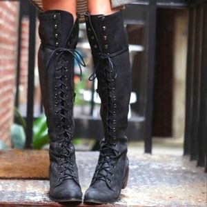 Free People Jeffrey Campbell Joe Over the Knee lace up boots